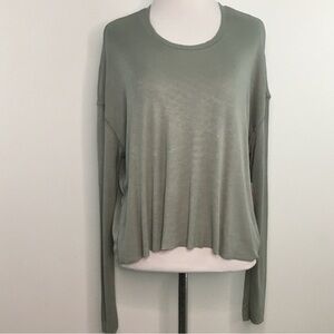 Flirtitude | Green Oversized Long Sleeve Cropped Top